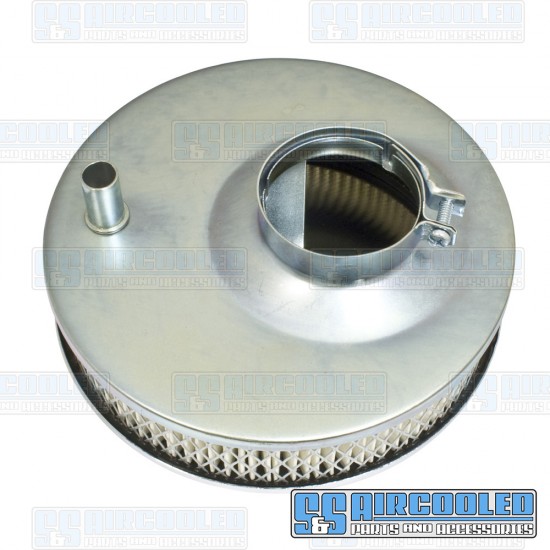 Air Filter Assembly, Stock/ICT/EPC, Round, Low Profile, Paper, Chrome